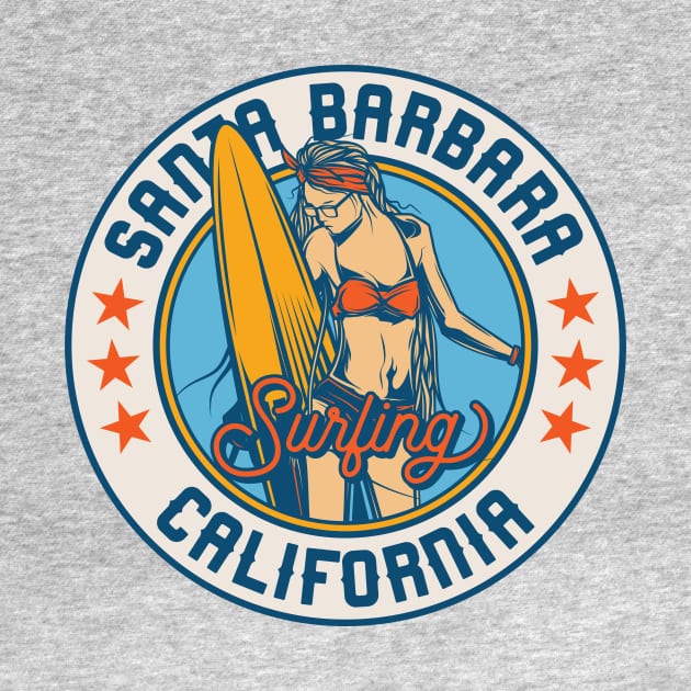 Vintage Surfing Badge for Santa Barbara, California by SLAG_Creative